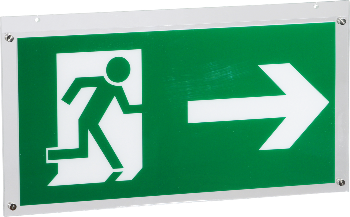 Plaque avec pictogramme ESYLUX SLD, flèche vers la droite