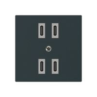 USB-Ladesteckdose Hager kallysto 2×C-C 2×20W oder 4×10W 5V 60×60mm schwarz