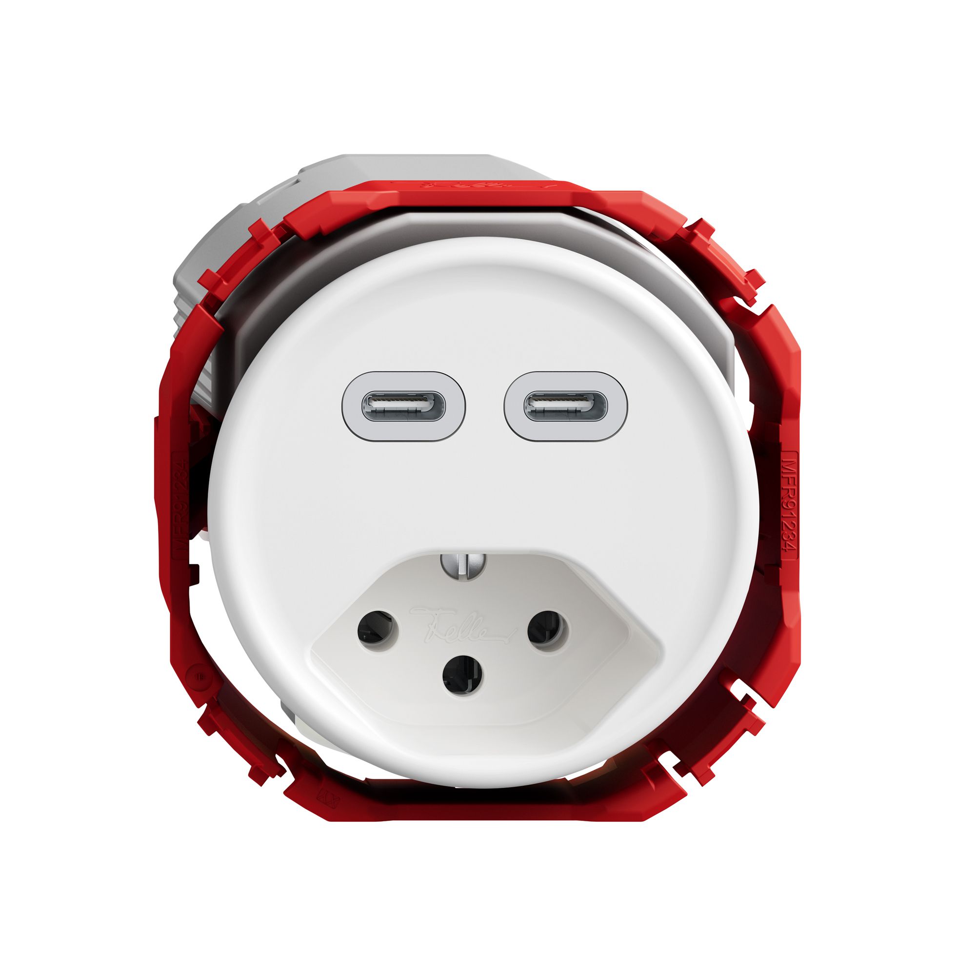 Prise de charge USB STANDARDdue SNAPFIX® USB C+C/T13 3A 230V AC bc