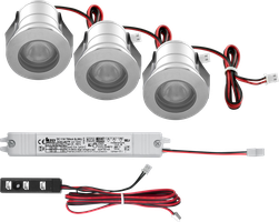 Faretto a LED MINI SET IP65, 3000K 3 pezzi da 3W, 700mA incl. convertitore on/off