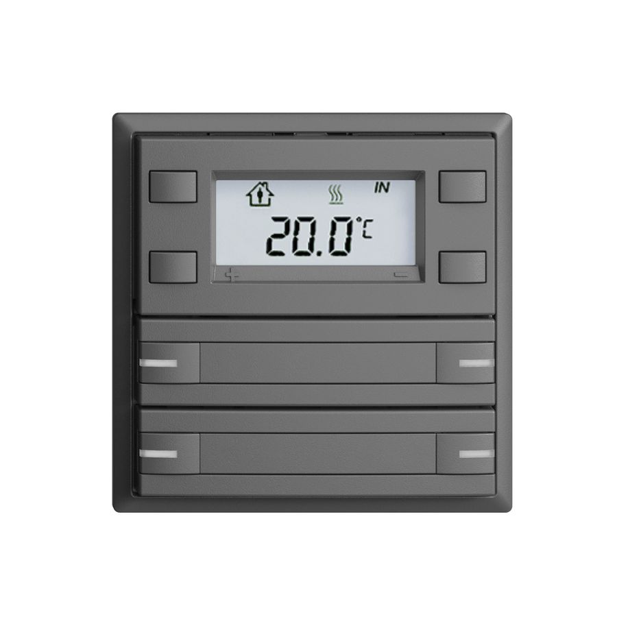 Poussoir RTH ENC KNX 4× EDIZIOdue F gris foncé, avec pap.+LED RGB