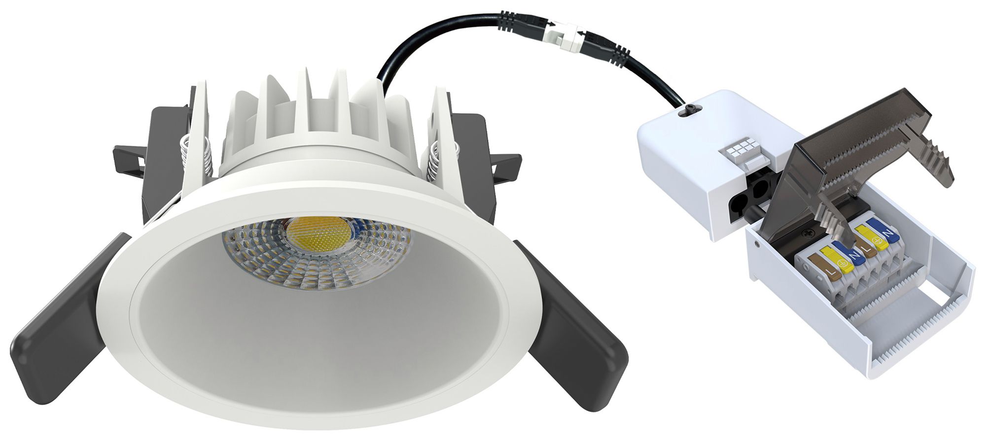 Downlight LED DOTLUX MULTIsnap 6W 685lm 2700…4000K IP20/IP44 WB VAR Ø90mm blanc