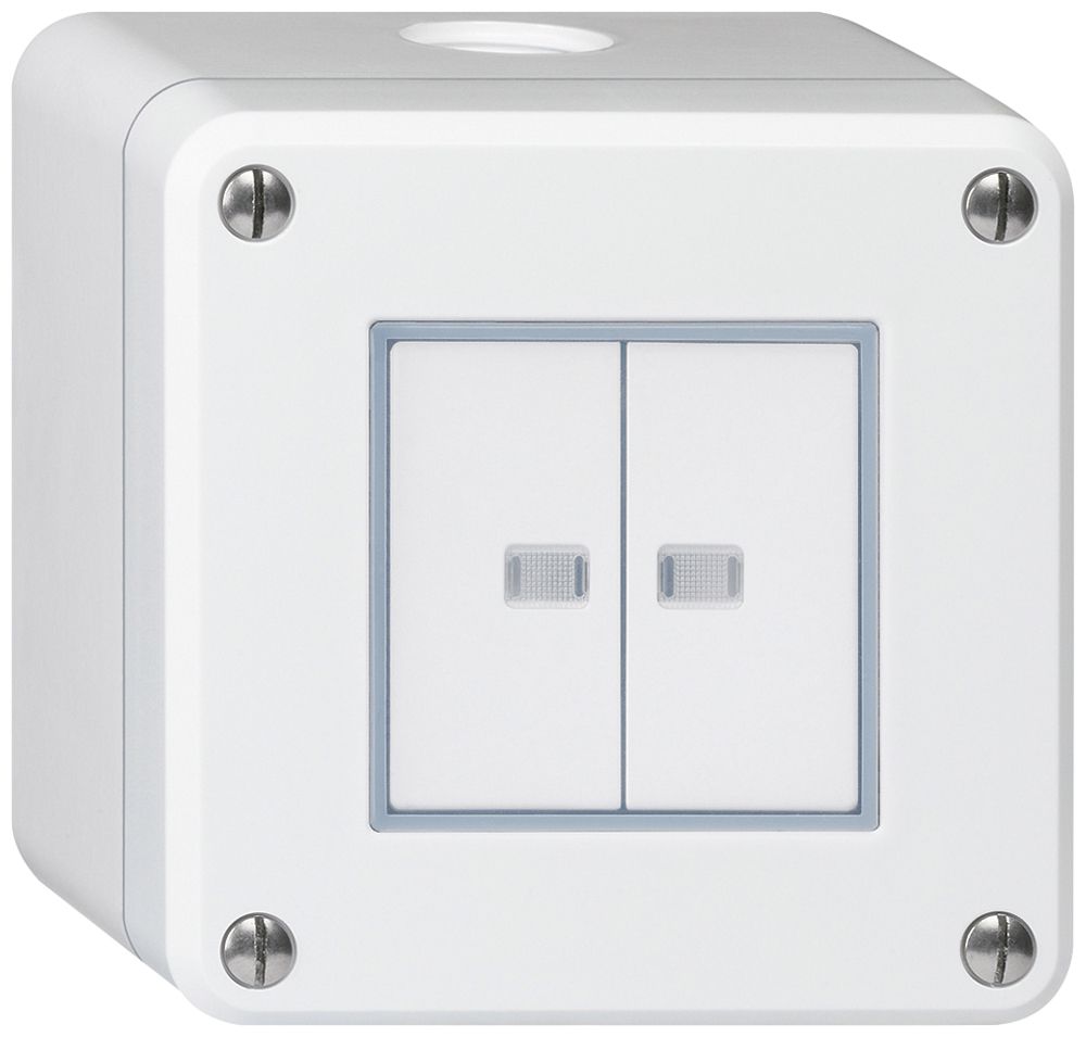 AP-Drucktaster robusto IP55 2×1P weiss 2×beleuchtet