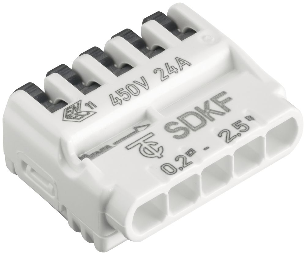Borne de connexion Electro Terminal SDKF 5P 0.2…2.5mm² leviers de commande blanc