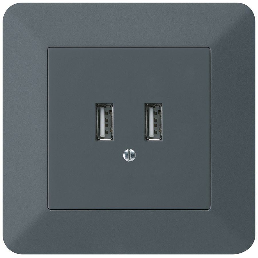 UP-USB-Ladesteckdose Hager kallysto.trend 240V 2400mA anthrazit