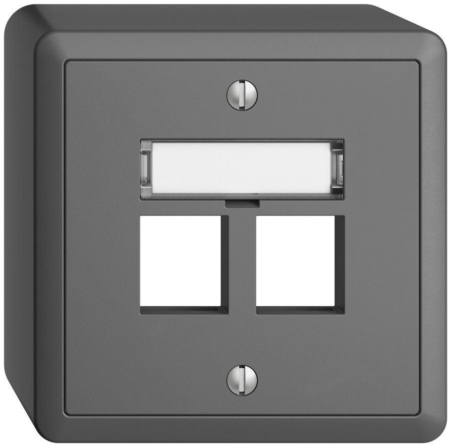 AP-Montageset EDIZIOdue, Geradeauslass, für 2×Keystone, dunkelgrau