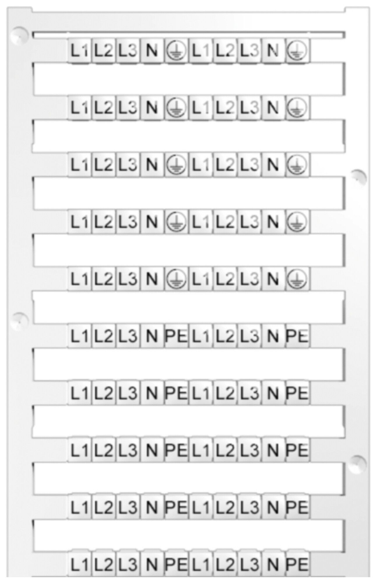 Striscia di marcatura 5mm bianco L1/L2/L3/N/PE 200pz
