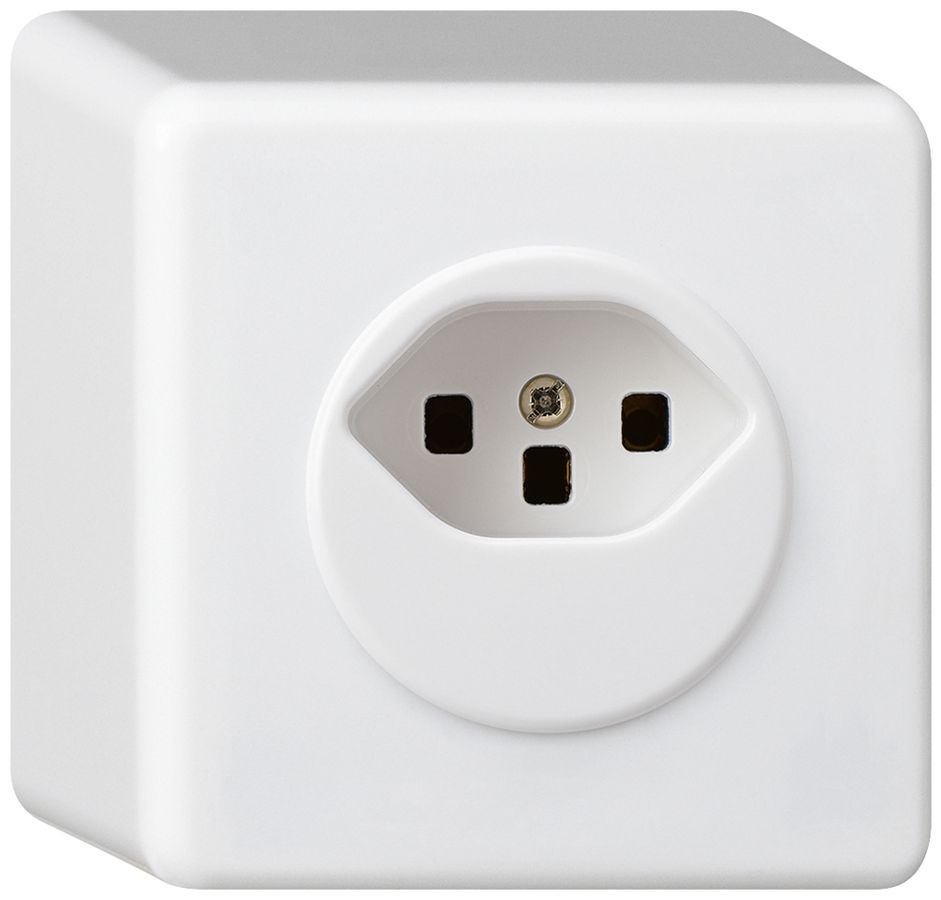 AP-Steckdose basico Typ 23 weiss Schraubklemmen