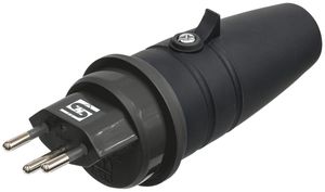 Stecker Steffen Schweizer Norm Typ 13 rund 10A 250V 3P schwarz