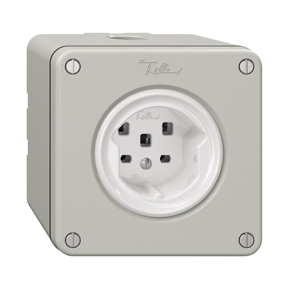 NAPU-Steckdose NEVO, 1×T25, lichtgrau