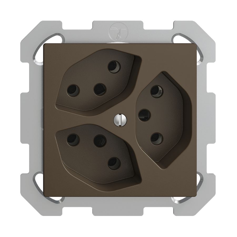 UP-Steckdose EDIZIOdue 3×T13 3×S coffee