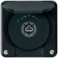 Contatto rotativo a chiave INC robusto IP55 nero con coperchio s.cilindro inv.