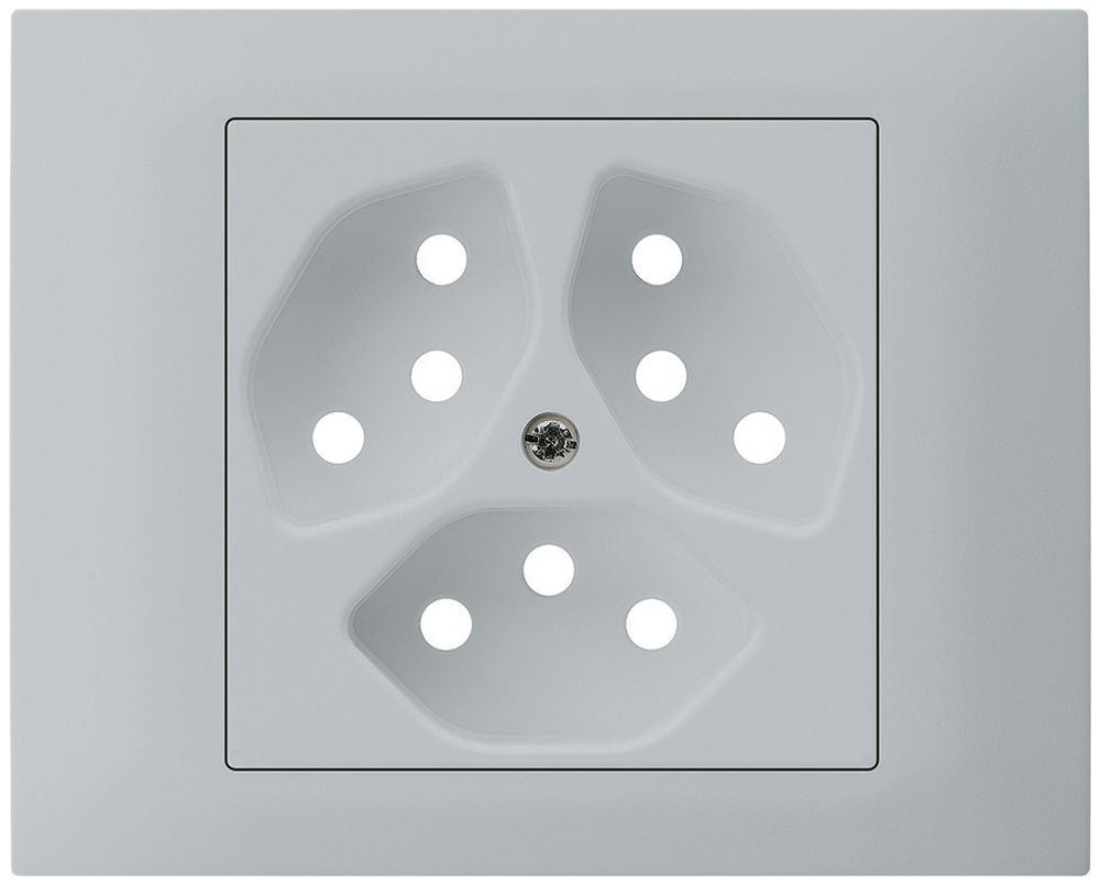 EB-Frontset kallysto f.Einbausteckdose G3 3×T13 Abdeckrahmen schraubbar hellgrau