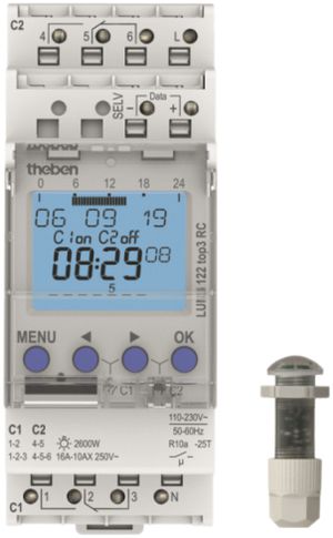 Interruttore crepuscolare Theben LUNA 122 top3 RC EL, 2-canale con minutoria