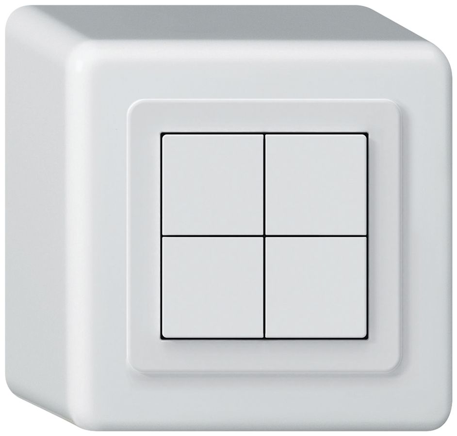 Poussoir KNX AP Hager BA basico Q quadruple 88×88mm blanc