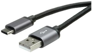 USB-Kabel ROLINE USB-A/USB-C (USB 2.0) 480Mbit/s schwarz 0.8m