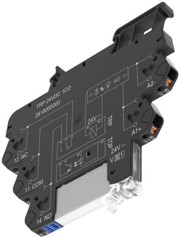 Interface relais WM TRP 24VDC LED vert 1C AU 250VAC 6A, PUSH IN