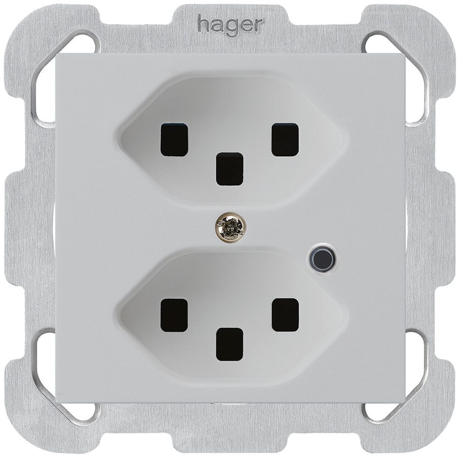 UP-Steckdose Hager kallysto 2×T23 beleuchtet B lichtgrau