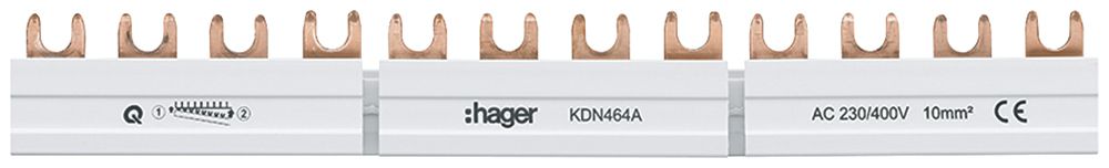 Kammschiene Hager 4P 4L Gabel 10mm² 63A 210mm weiss