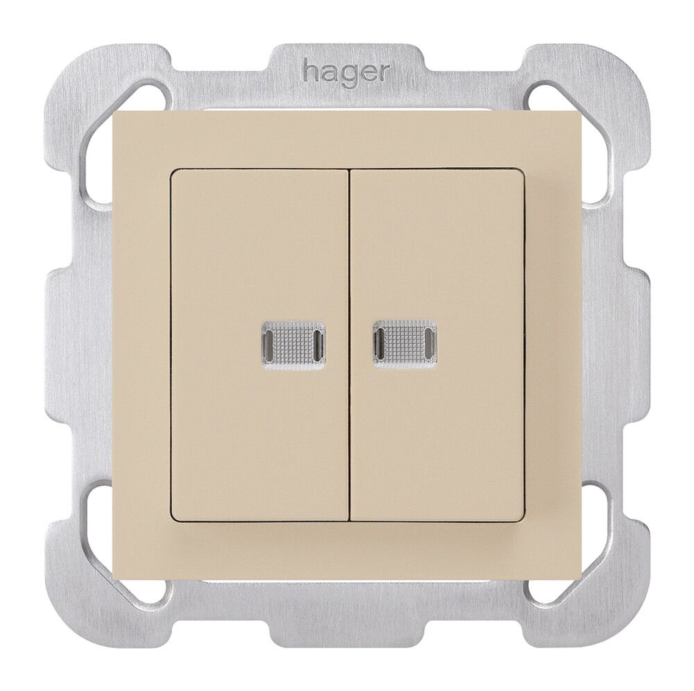 Pulsante luminoso INC kallysto 2×AR/1P con 2 lenti beige