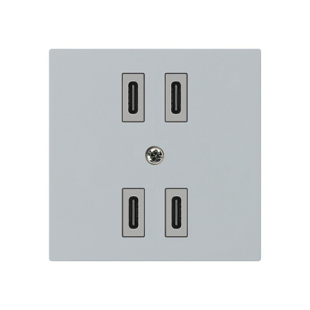 USB-Ladesteckdose Hager kallysto 2×C-C 2×20W oder 4×10W 5V 60×60mm grau