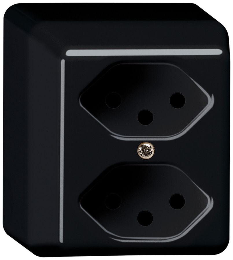AP-Steckdose basico 2×Typ 13 schwarz