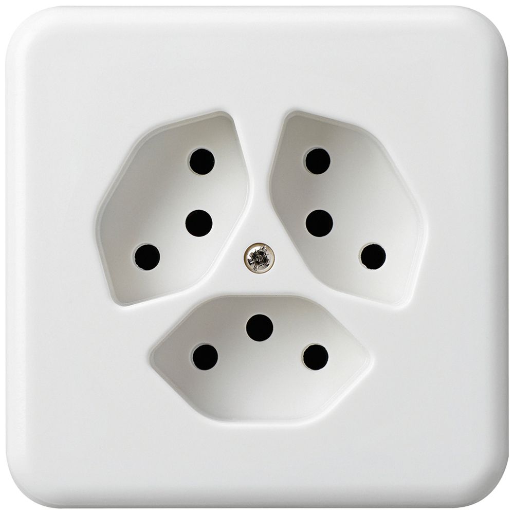 UP-Steckdose basico 3×Typ 13 weiss mit Kinderschutz für BOMI