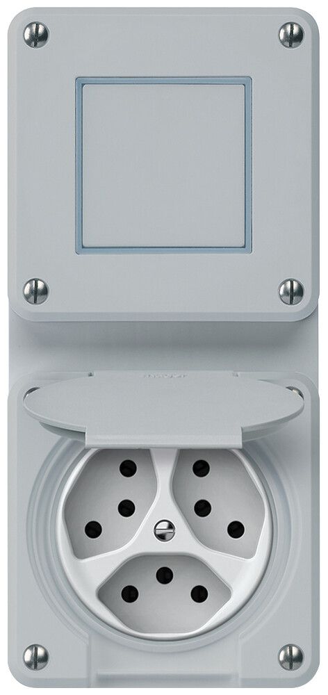 UP-Kombination robusto Wechselschalter Steckdose 3×T13 86×146mm grau