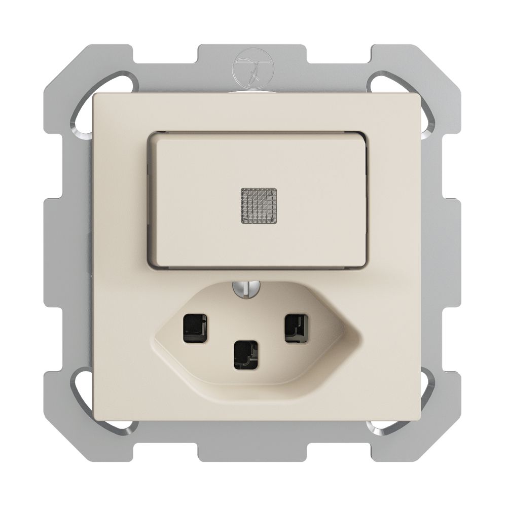 UP-Leuchtkombination 3/1L+T23 crema, LS EDIZIOdue mit Linse, LED gelb