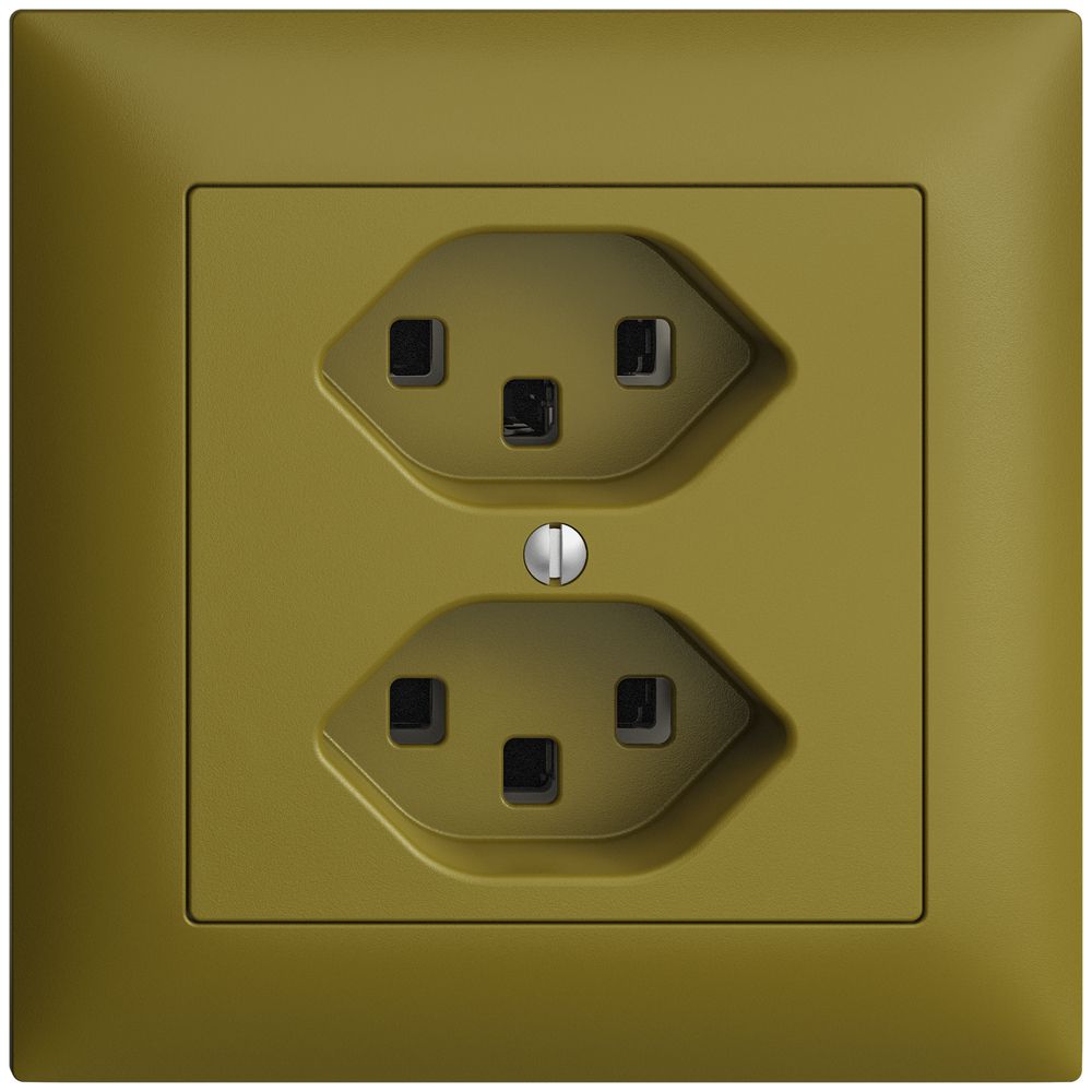 UP-Steckdose 2×T23 16A EDIZIOdue olive, mit Steckklemmen