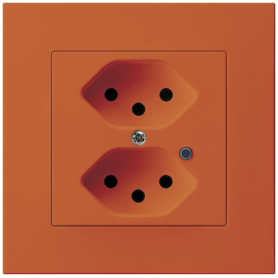 UP-Steckdose Hager KPR, 2×T13, beleuchtet, 10A 250V, orange