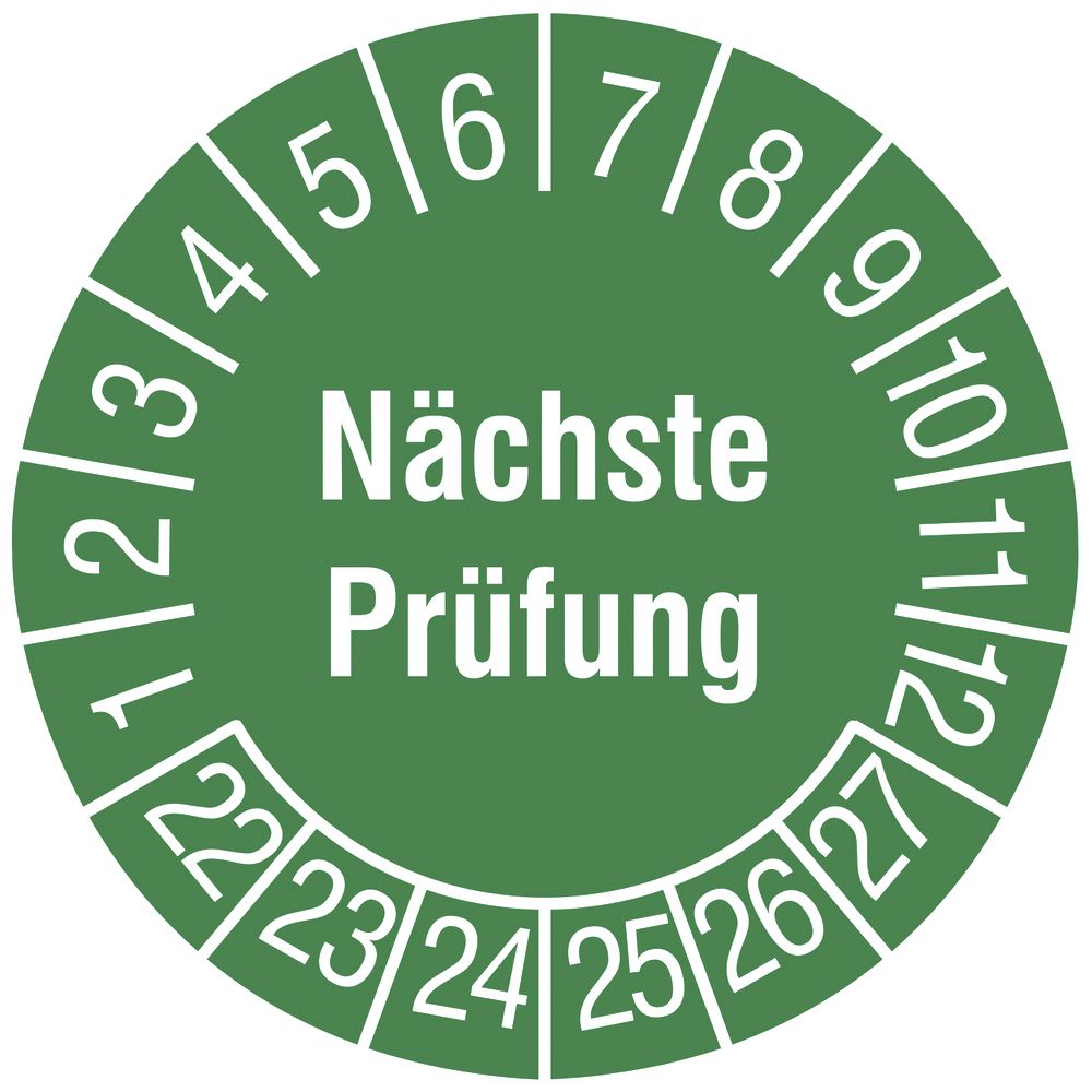Plaquette d'essai CIMCO "Nächste Prüfung 2022" Ø20mm vert
