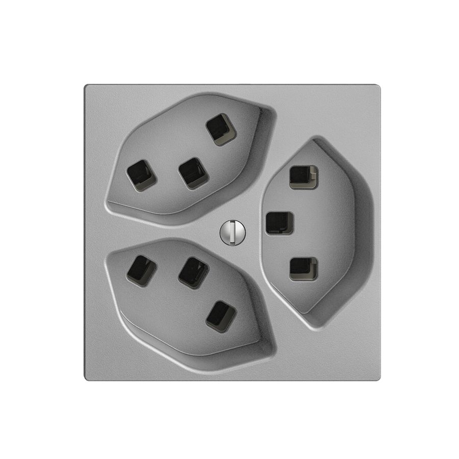 Prise EDIZIOdue 3×T23 silver 16A, avec bornes enf.