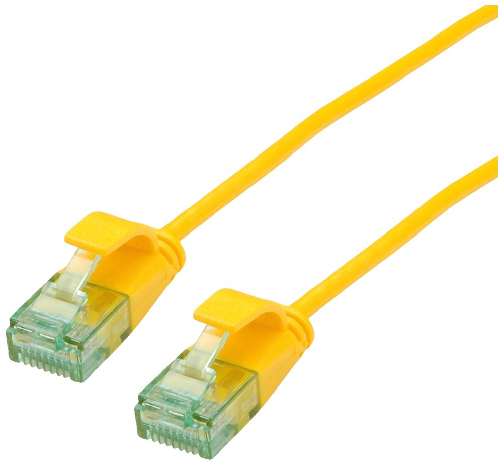 Patchkabel RJ45 ROLINE RM DataCenter slim Kat.6A U/UTP AWG32 TPE gelb 0.3m