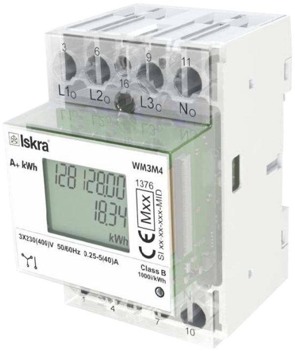 Compteur d'énergie numérique AMD ISKRA 3 phases MID 80A bidirectionnel port IR