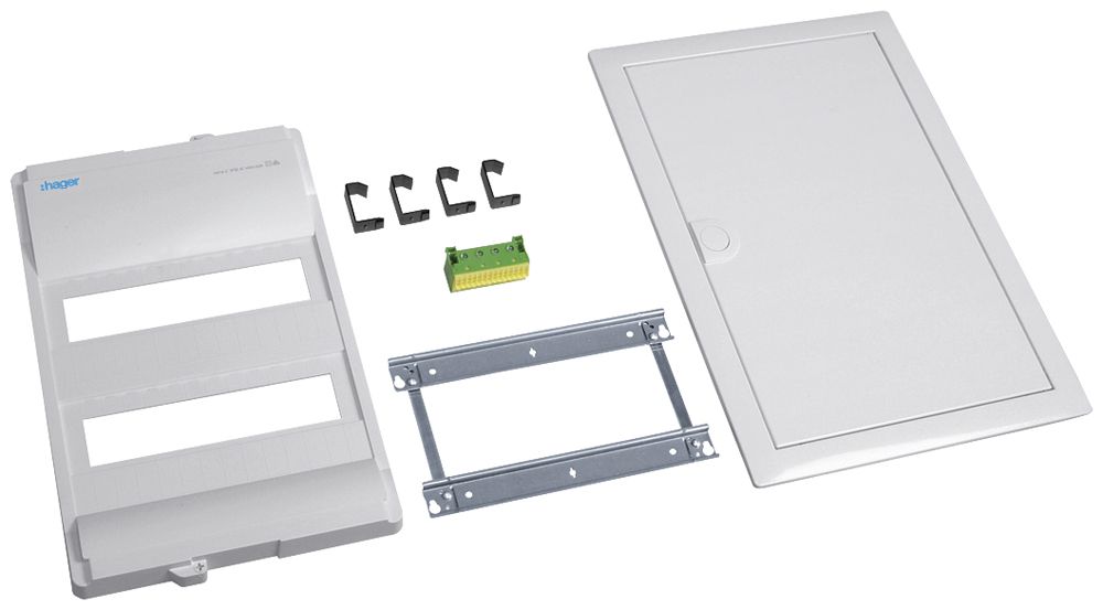 Ausbaupaket Hager volta mit Rahmen/Tür 2-reihig