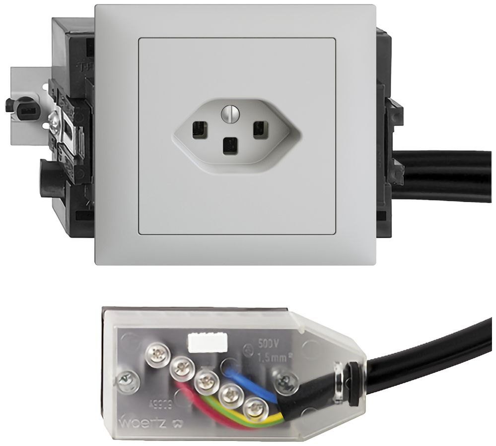 Prise INC EDIZIOdue T23 L2 gris clair, 49…69mm pour câble Technofil