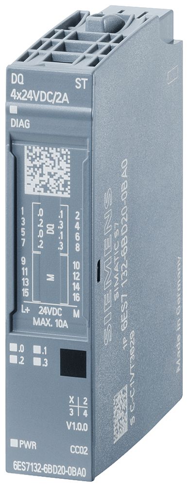 Modulo di uscita PLC Siemens SIMATIC ET200SP DQ 4×24VDC/2A ST A0 CC02