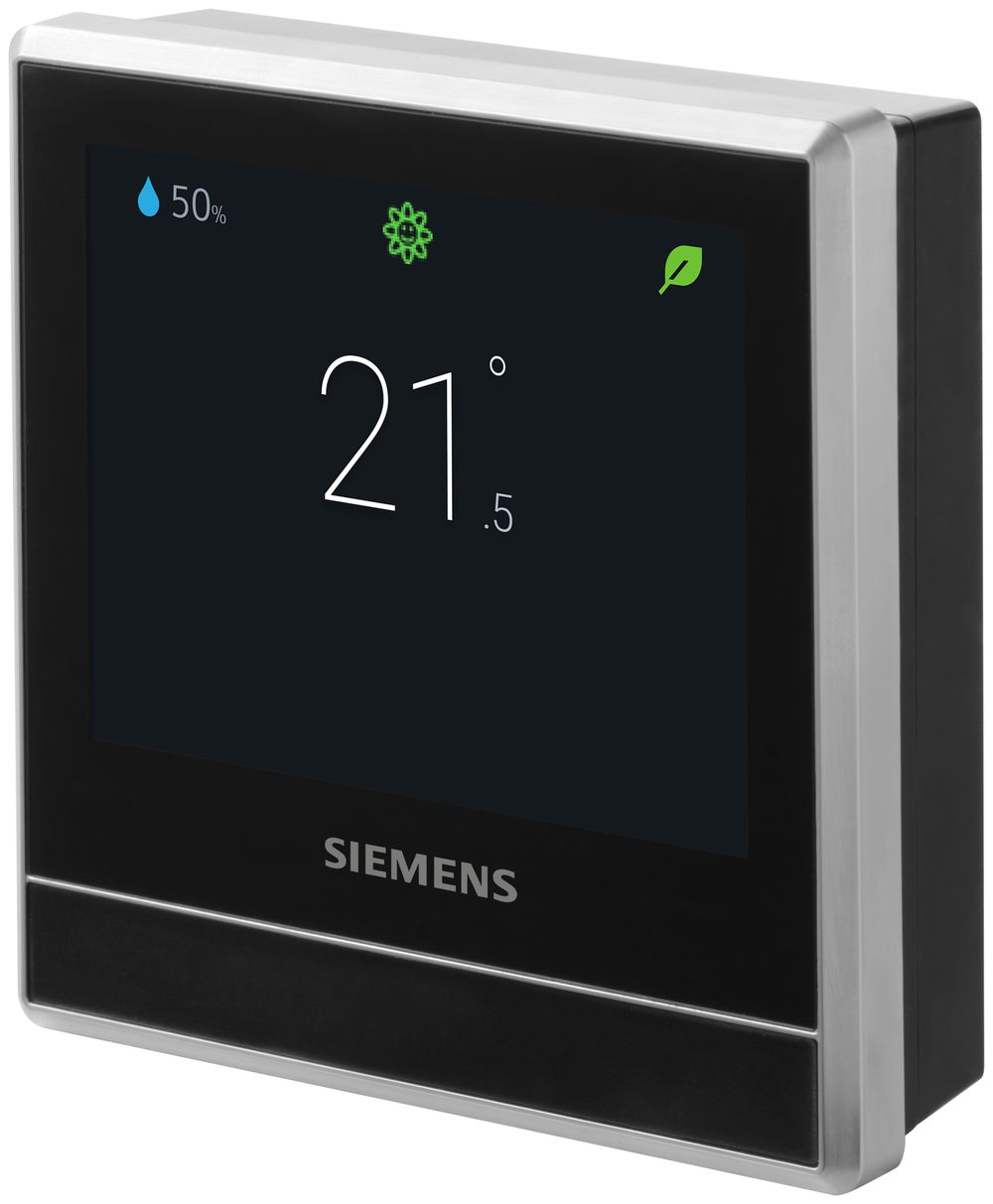 Thermostat d'ambiance RF AP Siemens RDS110 SMART, écran tactile, noir/argent