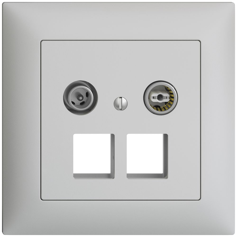 UP-Multimediadose 4dB EDIZIOdue FMI, Stichdose, f.2×RJ45 Keystone, hellgrau