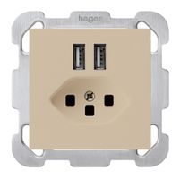 UP-Steckdose 2×USB & T23 kallysto B 2400mA beige