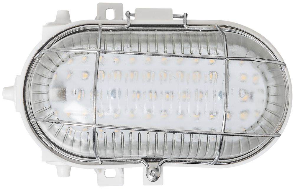 LED-Decken-/Wandleuchte WORKLIGHT 8W 850lm 6500K IP44 Gitter weiss 183×124 oval