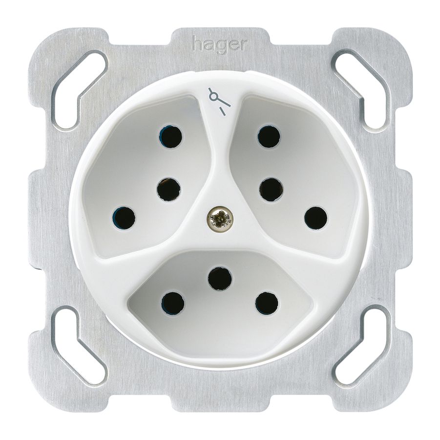 Insert pour prise ENC basico 3×type 13S avec plaque de fixation blanc