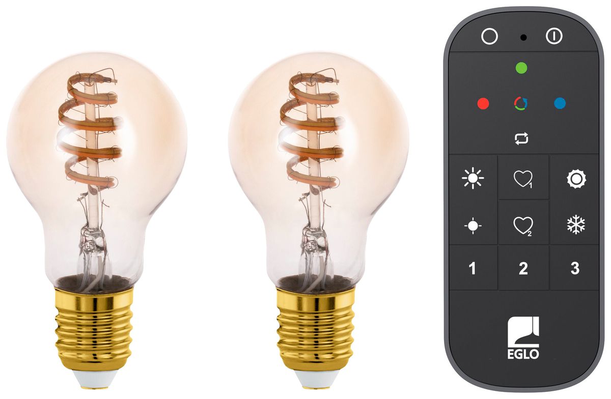 LED-Lampen-Set Eglo CONNECT.Z 2×LED-Lampe E27 A60 7W DIM mit Fernbedienung