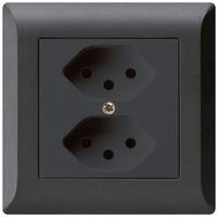 UP-Steckdose kallysto.line 2×T13 schwarz mit Kinderschutz