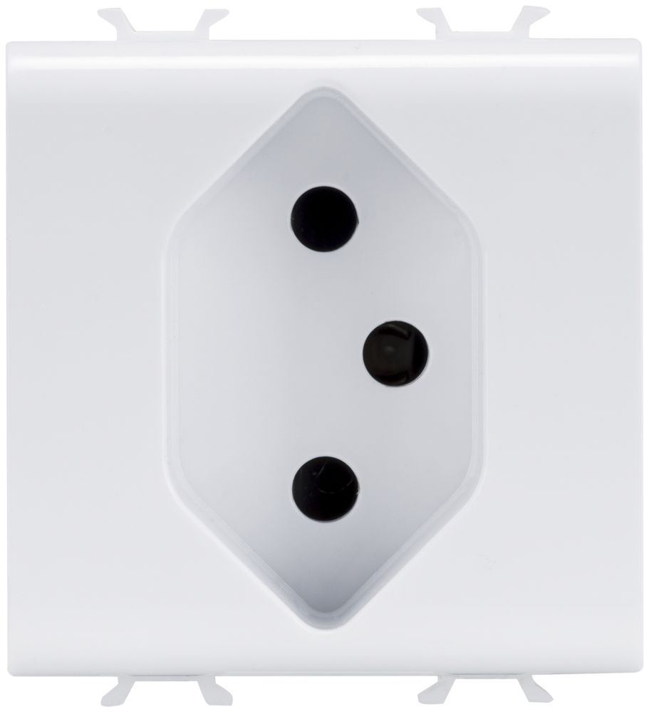 EB-Steckdose GEWISS CHORUS, T13, Schaubklemmen, 44.2×44mm, 2 Module, weiss