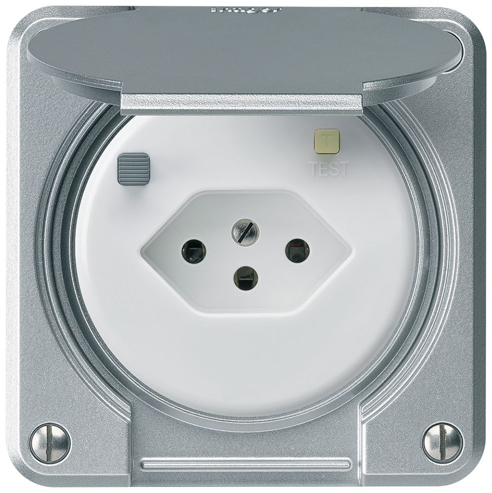 FI-Steckdose robusto A T13 30mA aluminium