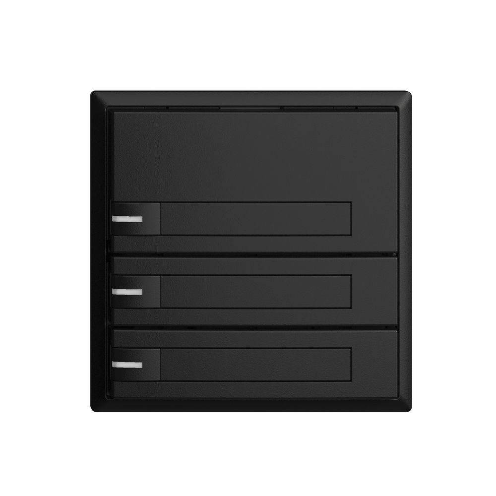 Poussoir univ. ENC 3×1t EDIZIOdue noir avec papier+LED