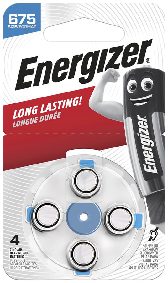 Pila bottone zinco/aria Energizer V675, blister a 4 pezzi