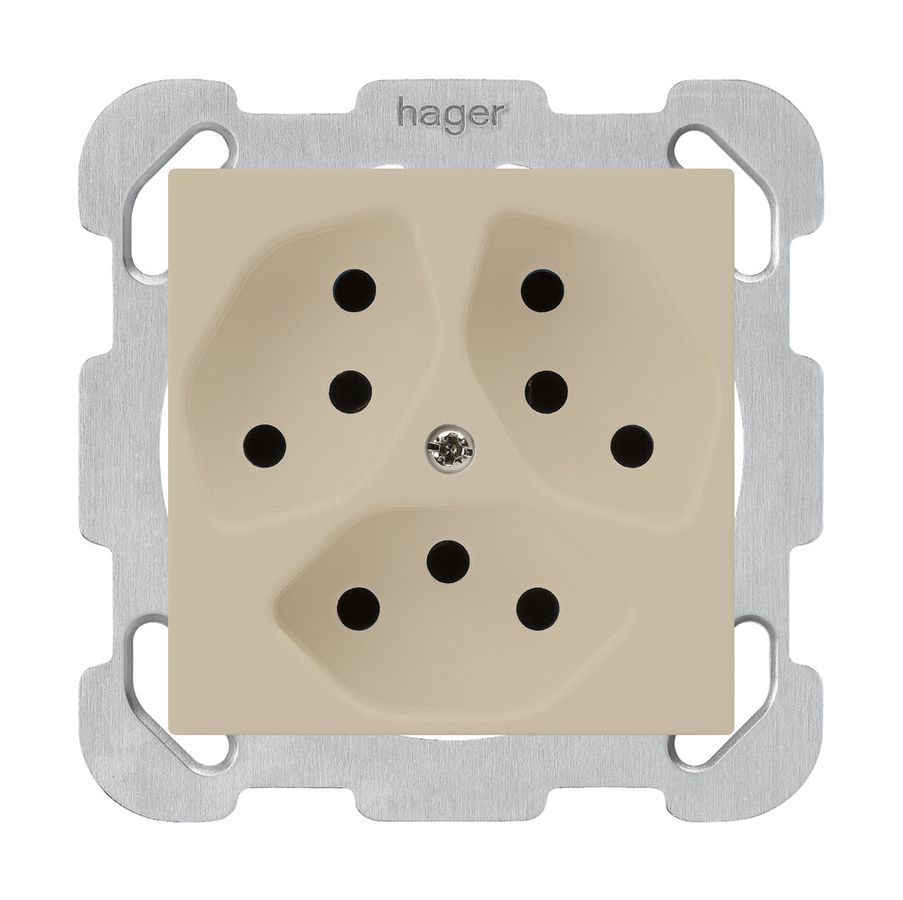 Presa INC kallysto 3×T13 beige con piastra di fissaggio
